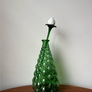 Emerald Bubble Design Vase Italian Empoli Bottle